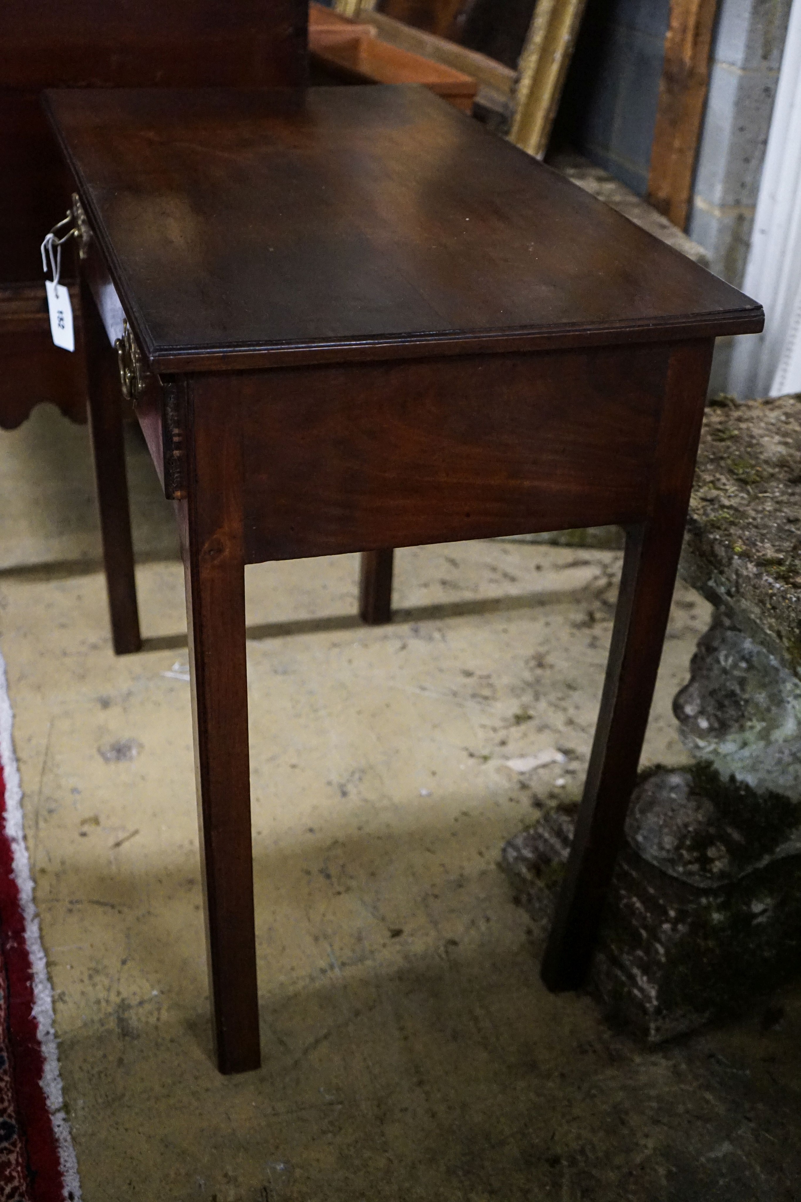 A George III rectangular mahogany side table, width 86cm, depth 46cm, height 74cm